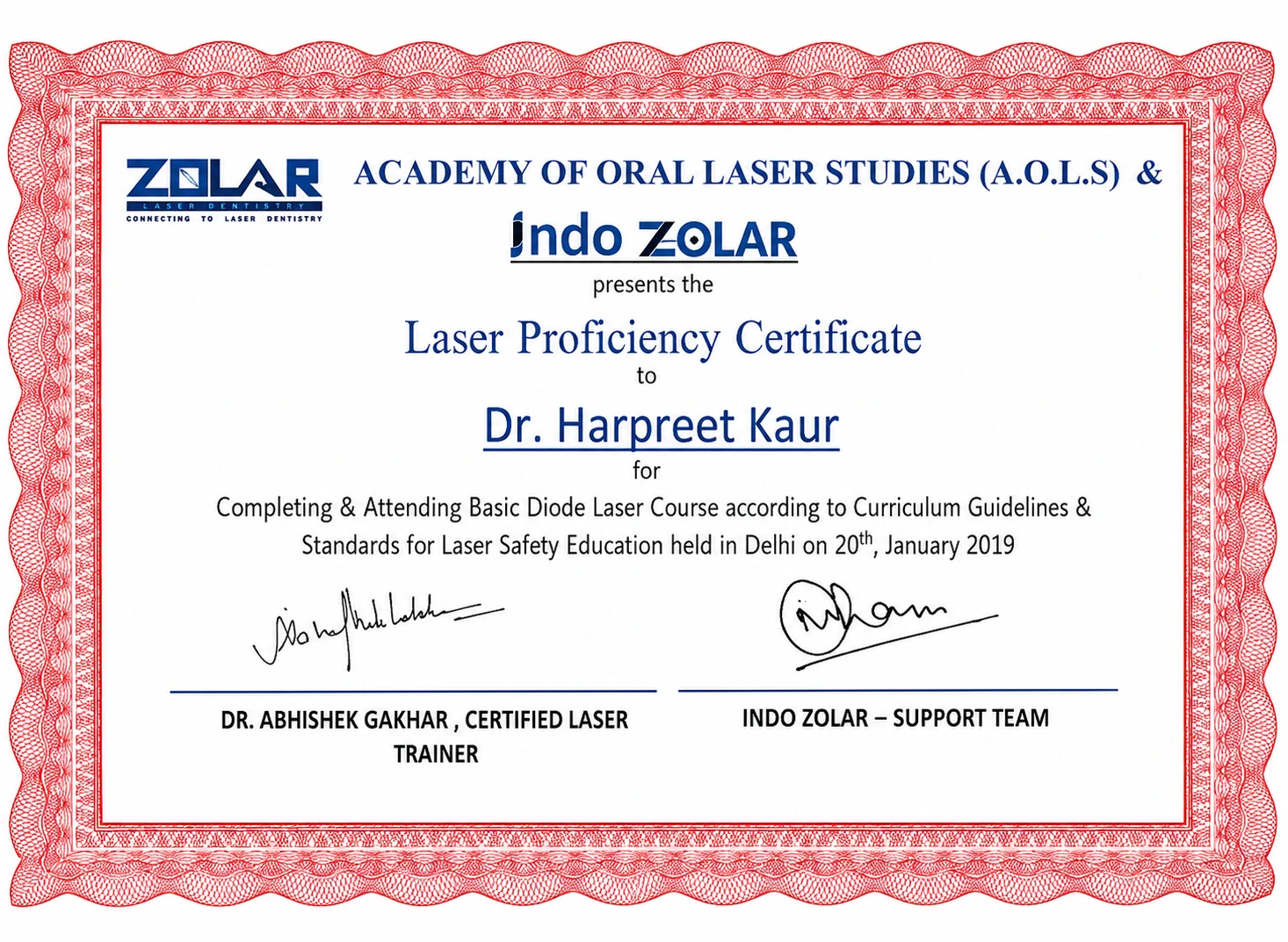 Dental Certificate