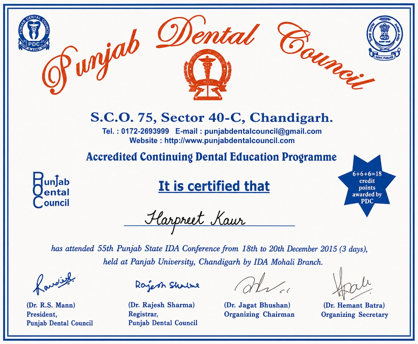Dental Certificate